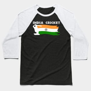 India Cricket With Indian Flag Baseball T-Shirt